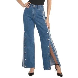 Masseys Jeans Wide Leg Snap Contrast Denim Blue size 22W